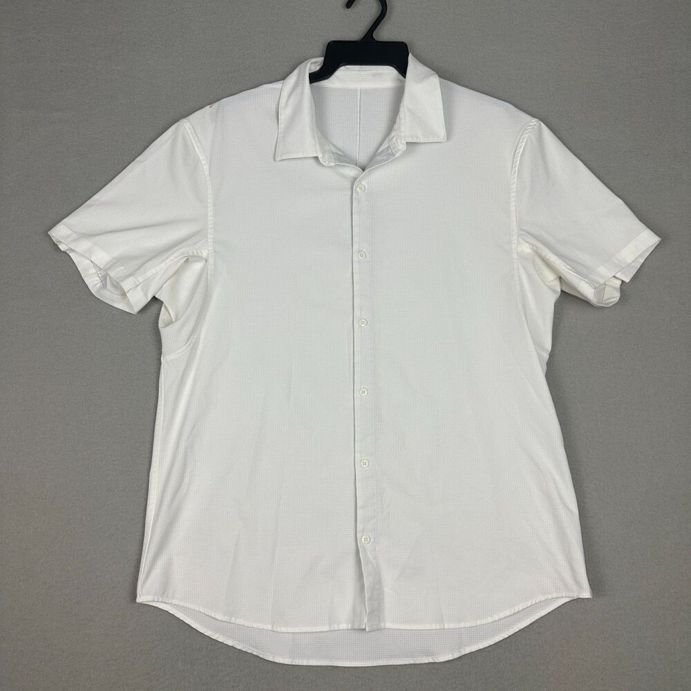 Lululemon Men’s Large Short Sleeve Button Up Shirt White Casual Dress